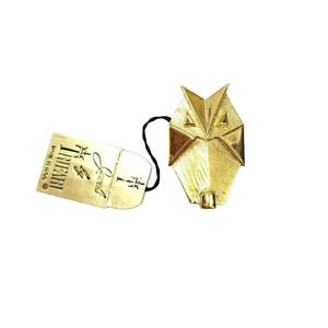 Crown TRIFARI Modernist Textured Shiny Gold Tone Owl Brooch Pin New Old Stock